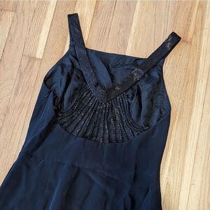 Niteline Della Roufogali Black Silk cocktail Dress with gorgeous beaded back